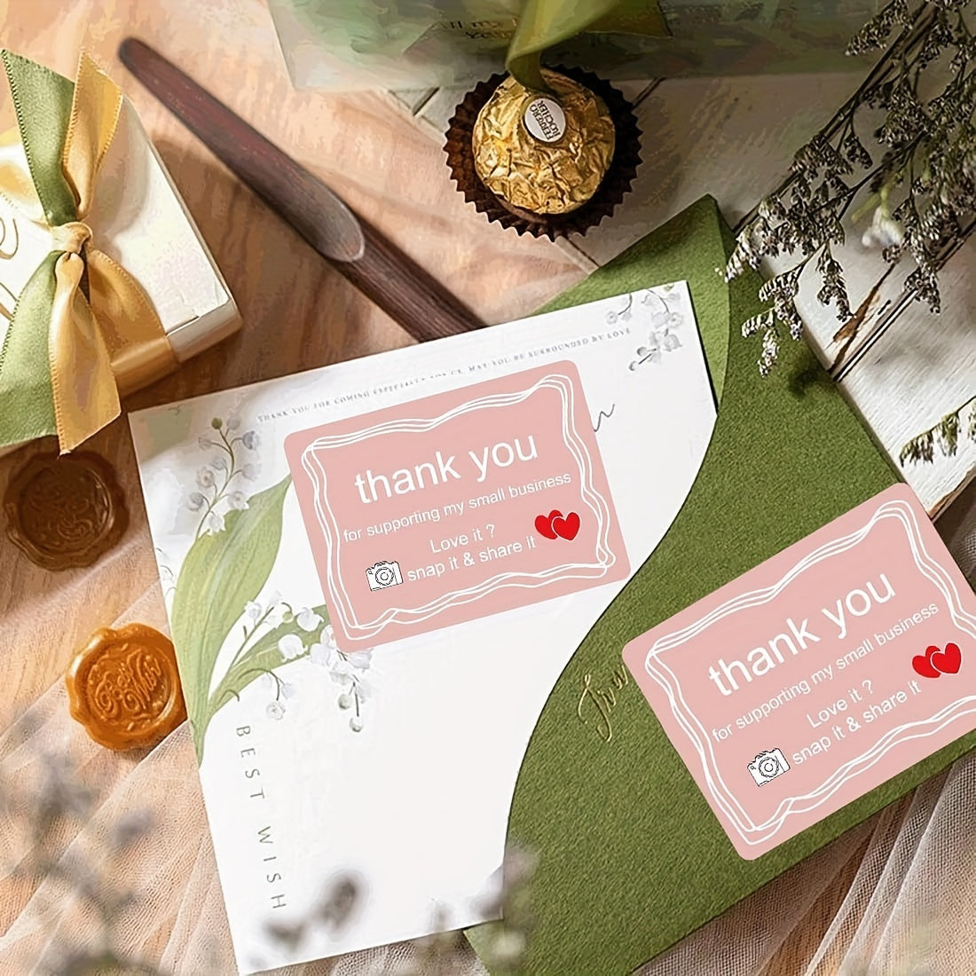 500pcs Vintage Camera Stickers 3 81 5 08 cm Pink Thank You Small Business
