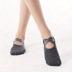 Women's Breathable Sports Socks Anti Slip Casual Yoga Cross Strap
