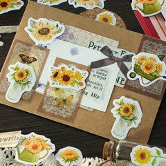 46pcs Sunflower Adhesive Stickers DIY Scrapbook Stationery Photo Album Water Cup