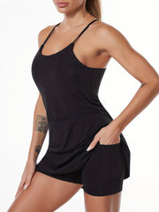 Women's Tennis Dress Workout Golf Dress Built in With Bra And Shorts Pocket
