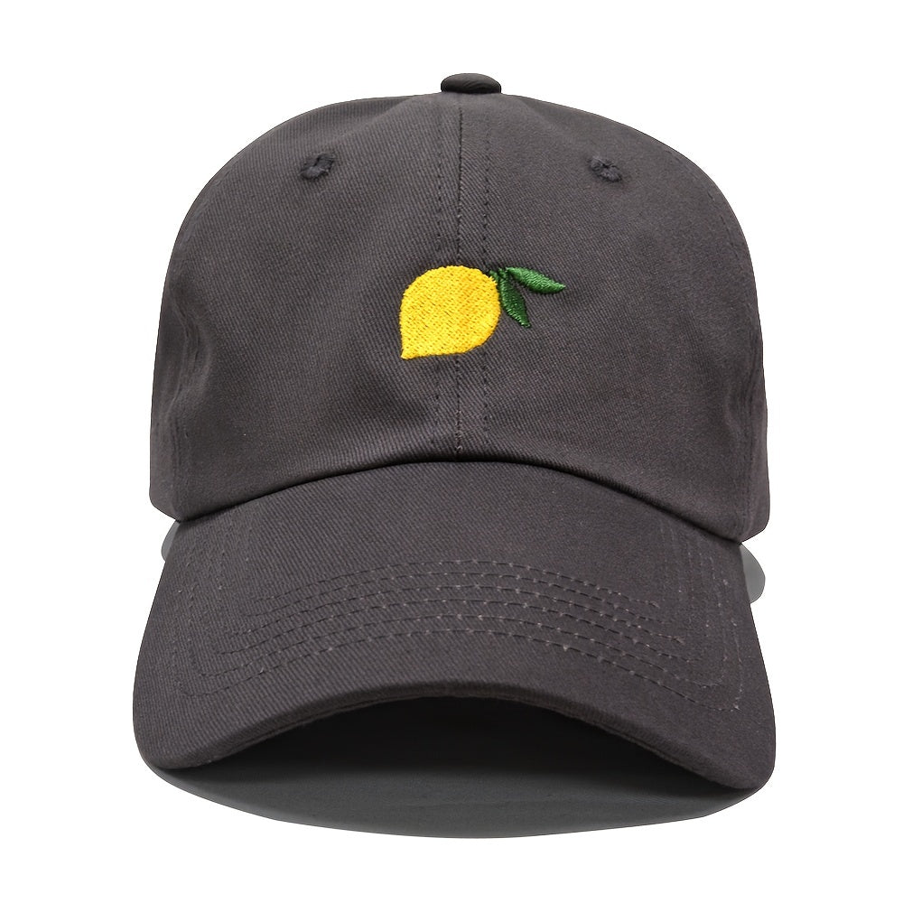 Lemon Embroidery Baseball Cap Solid Dad Hat Adjustable Sun Hats For Women