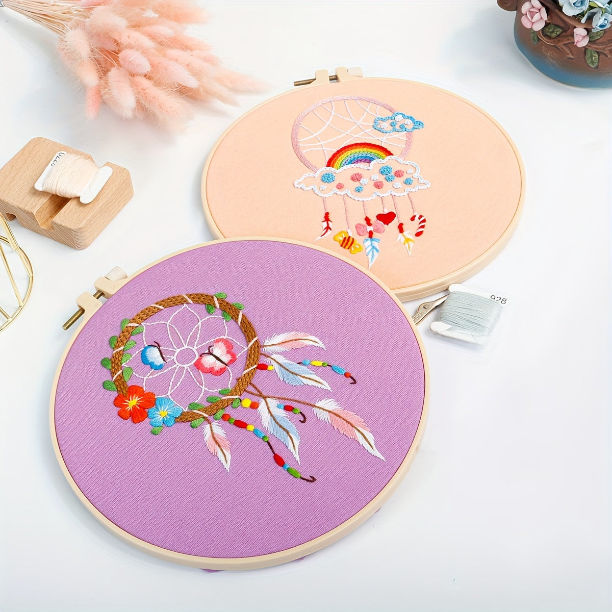 Embroidery Kit Aeolian Bells Dream Catcher Pattern Bag 4pcs Set