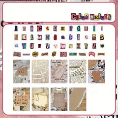 English Characters Burned DIY Material Package Stickers and Papers