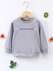 PARIS Letter Print Boys Casual Pullover Sweatshirt Long Sleeve Crew Neck Tops