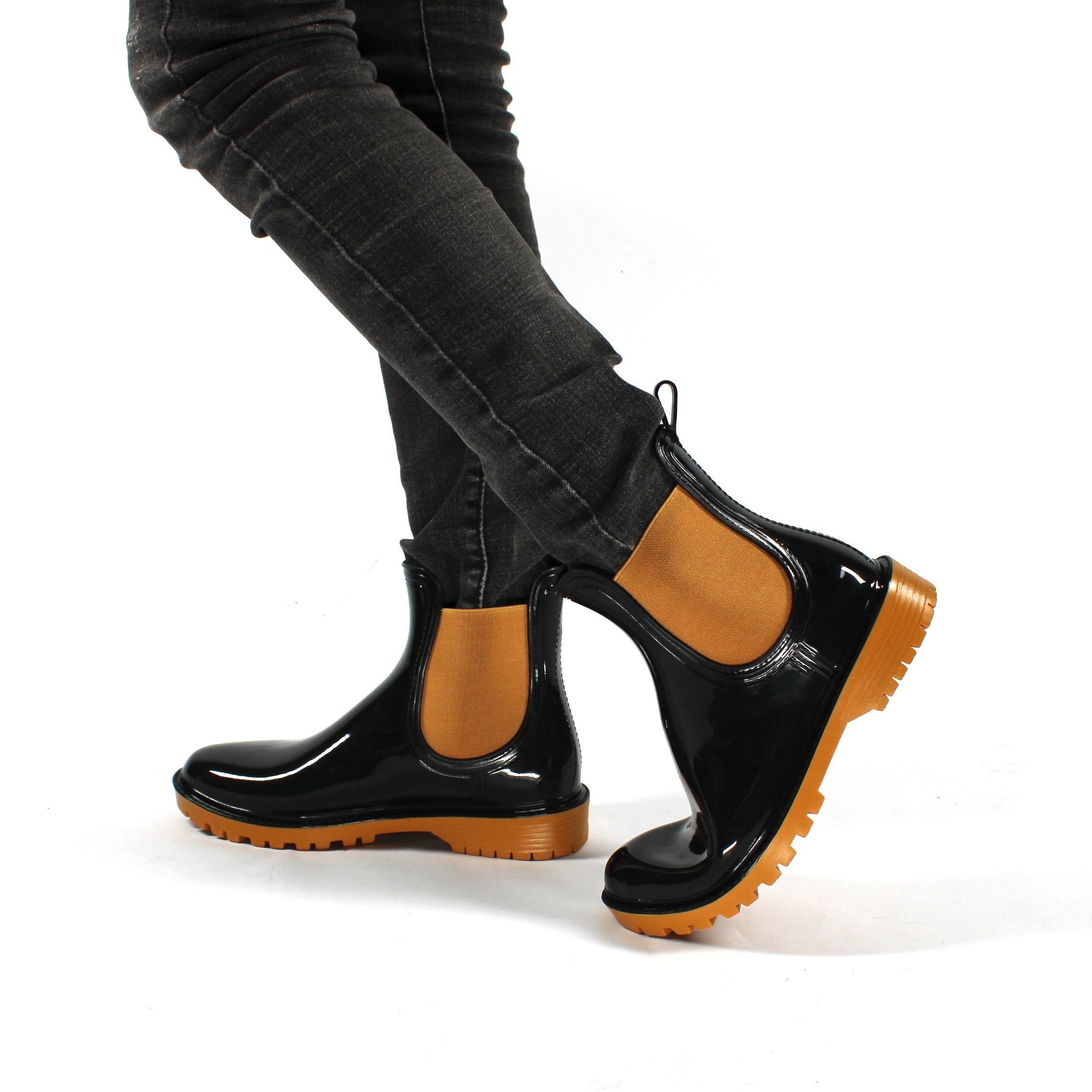 Women's Chelsea Ankle Rain Boots Casual Waterproof Slip On Short Boots