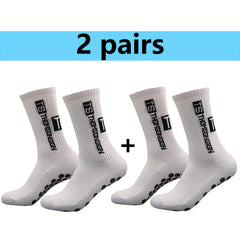 2pairs Non slip Sports Socks For Men And Women Football Running Mid calf Socks