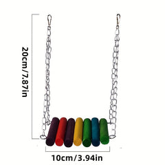 Pet Wooden Ladder Climbing Swing for Parrots Fun Hammock Toy