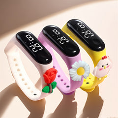 3pcs Doll LED Touchscreen Wristwatch Set - Pink Purple Floral Lollipop Designs