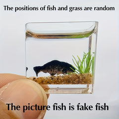 Miniature Fish Tank 1:12 Scale Goldfish Resin & Glass Decor Desktop Display