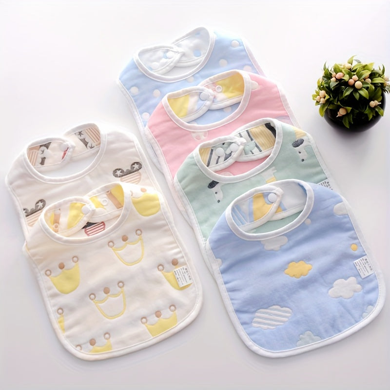 3pcs Baby Feeding Drool Bib Set Crown Cloud Heart Pattern Infants Saliva Towel