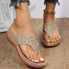 Women's Wedge Flip Flops Comfort Arch Support Slide Sandals