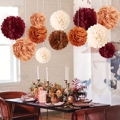 12pcs Halloween Party Decorations Tissue Paper Pom Poms Rustic Retro Baby Shower