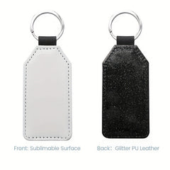 10pcs Sublimation PU Leather Glitter Keychain Single Side Printing