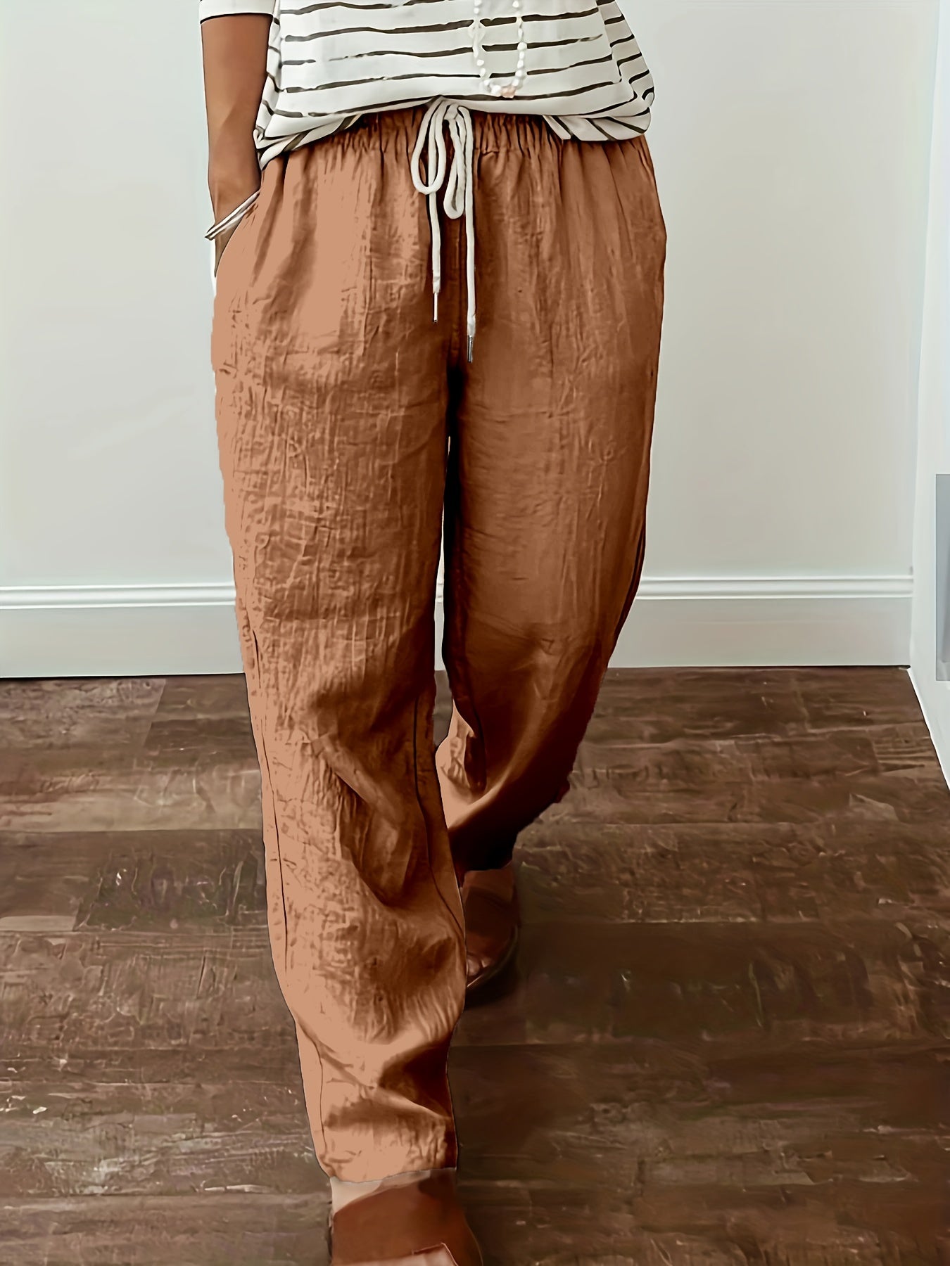 Minimalist Drawstring Wide Leg Pants Women