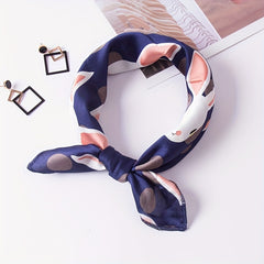 Rabbit Print Scarf Polka Dot Satin Neckerchief Bandana Head Wrap Hair Accessory