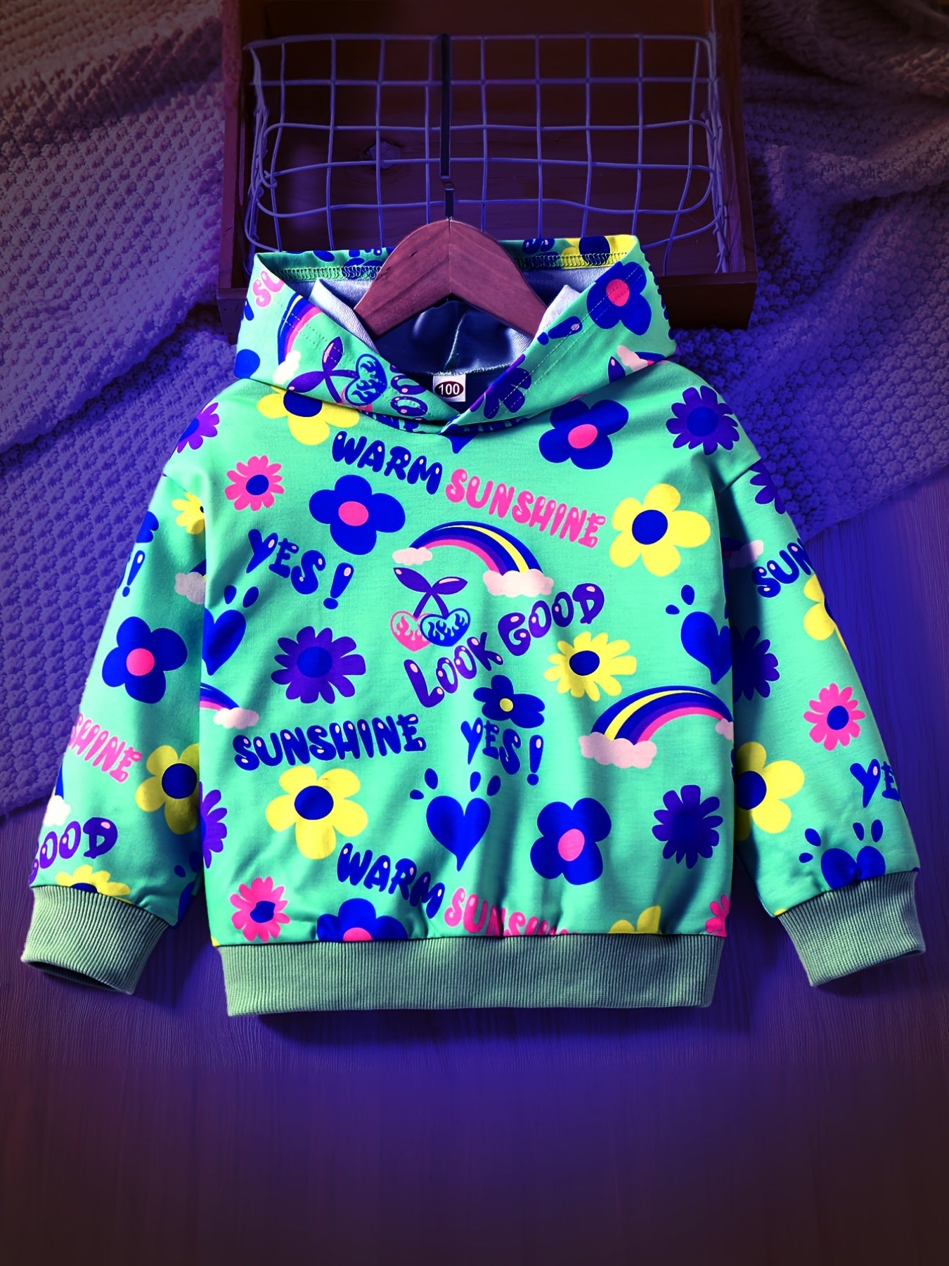 Girls Colorful Sunshine & Flowers Hoodie Sweatshirt