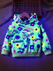 Girls Colorful Sunshine & Flowers Hoodie Sweatshirt