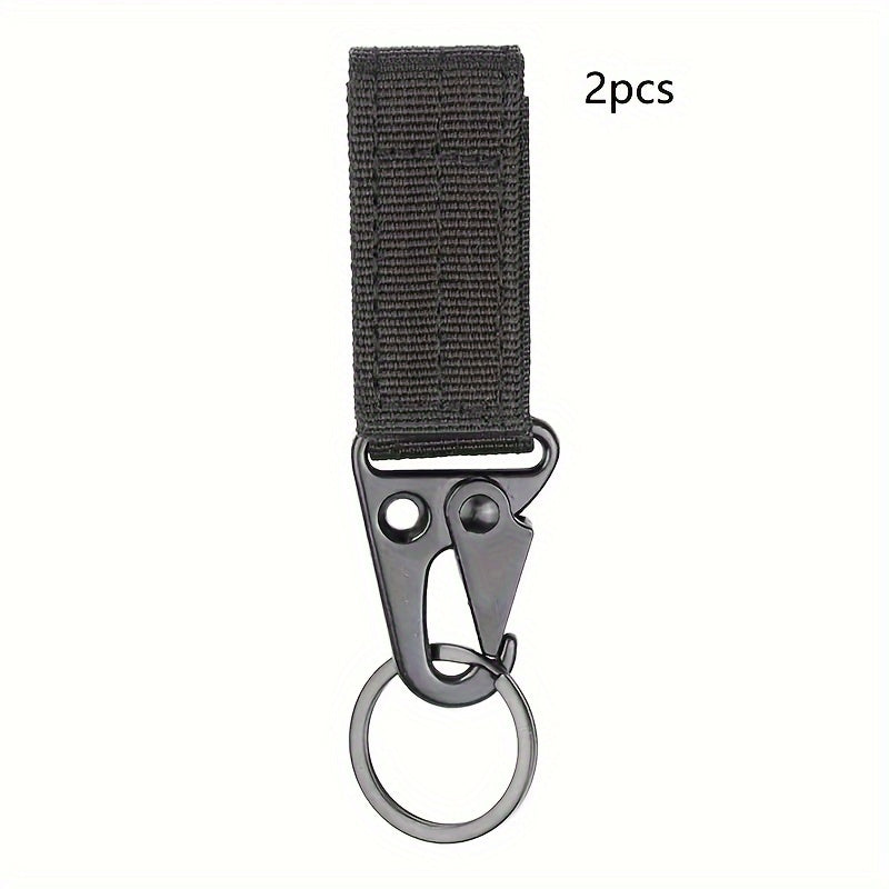 2pcs Molle Clip Buckle Nylon Belt Key Ring Holder Carabiner Hook