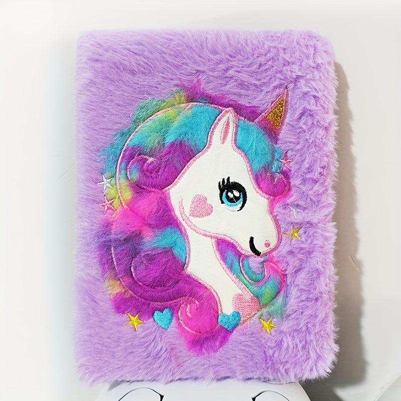 Unicorn Fluffy Notebook 160 Pages Writing Drawing Girls