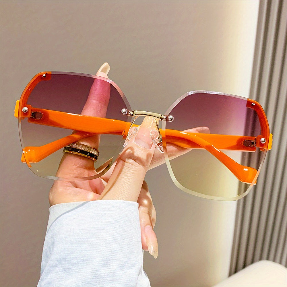 Polygonal Rimless Sunglasses UV400 Gradient Glasses