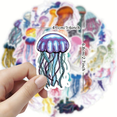 50pcs Deep Sea World Jellyfish Stickers for Scrapbooking Diary Phone Journal
