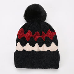 Wave Pom Beanie Women's Winter Soft Knit Beanie Hat With Pom Pom