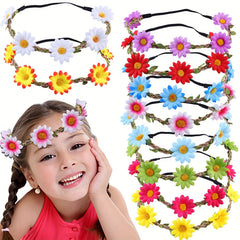 Girls Sunflower Headband Multicolor Floral Wreath for Wedding