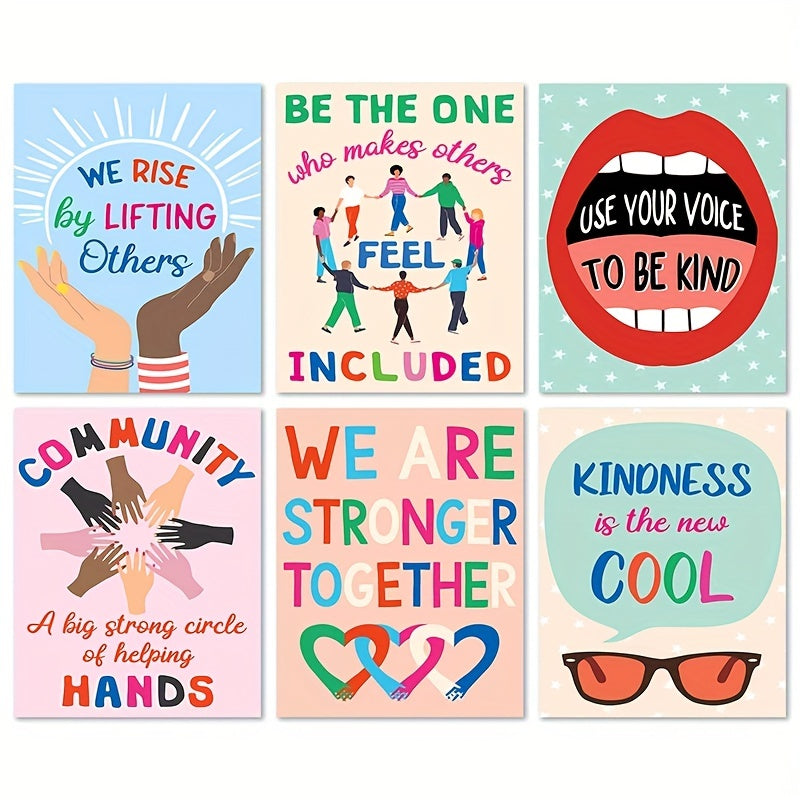 6pcs Classroom Kindness Posters Set 20x25 Growth Mindset Motivation