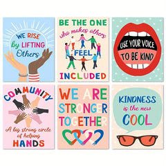 6pcs Classroom Kindness Posters Set 20x25 Growth Mindset Motivation