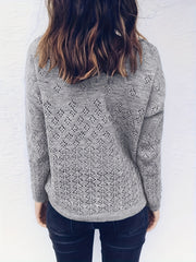 Casual Cardigan Women's Plus Solid Hollow Out Long Sleeve