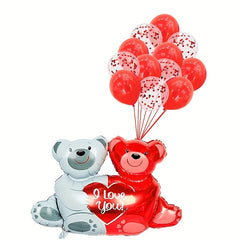 1022pcs Petal Heart Bear Latex Balloon Set for Proposals Engagements Weddings