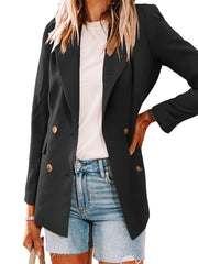 Double Breasted Lapel Neck Blazer for Office & Work