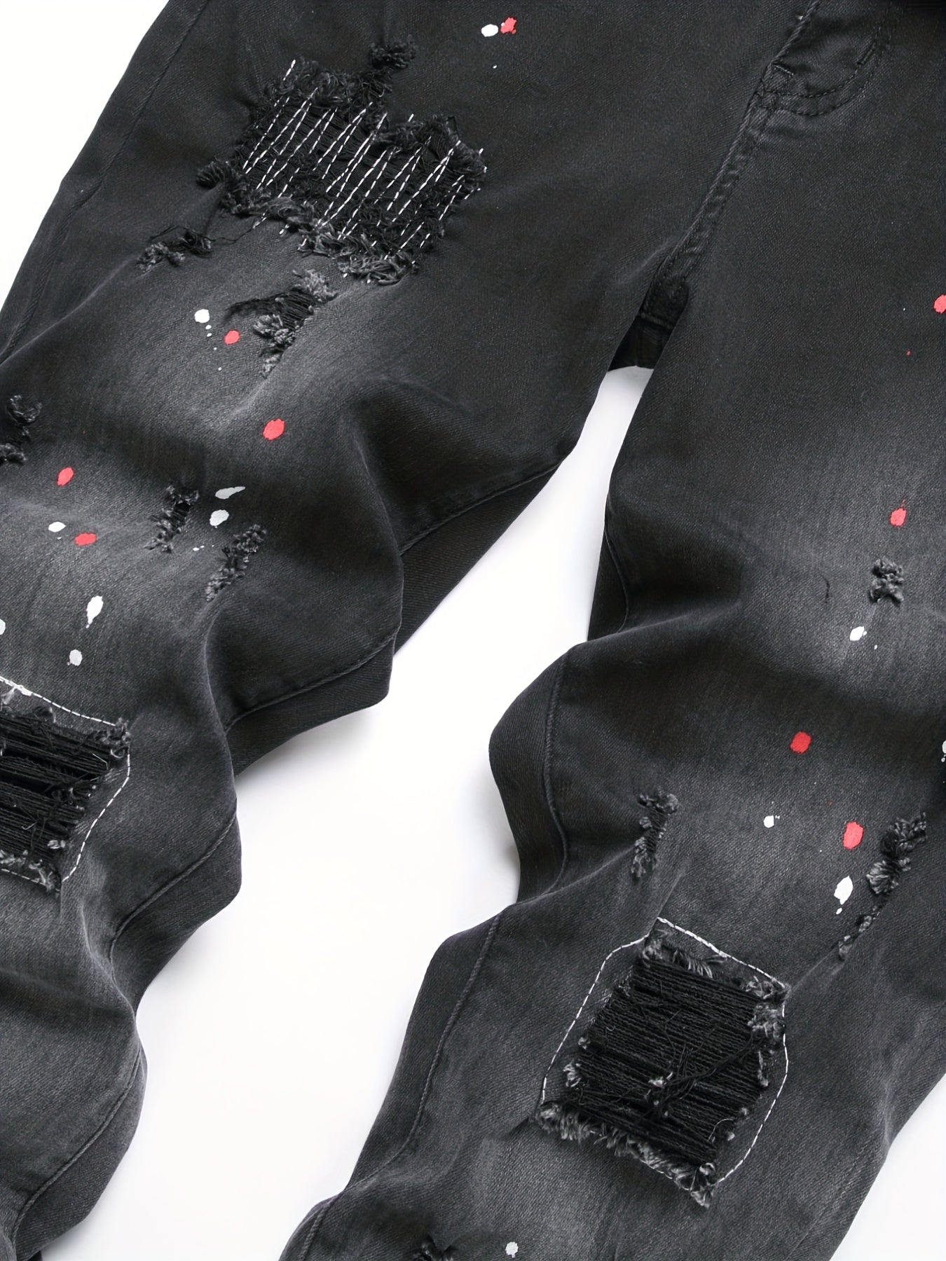 Slim Fit Ripped Jeans Men's Casual Distressed Denim Pants