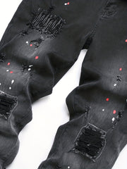 Slim Fit Ripped Jeans Men's Casual Distressed Denim Pants