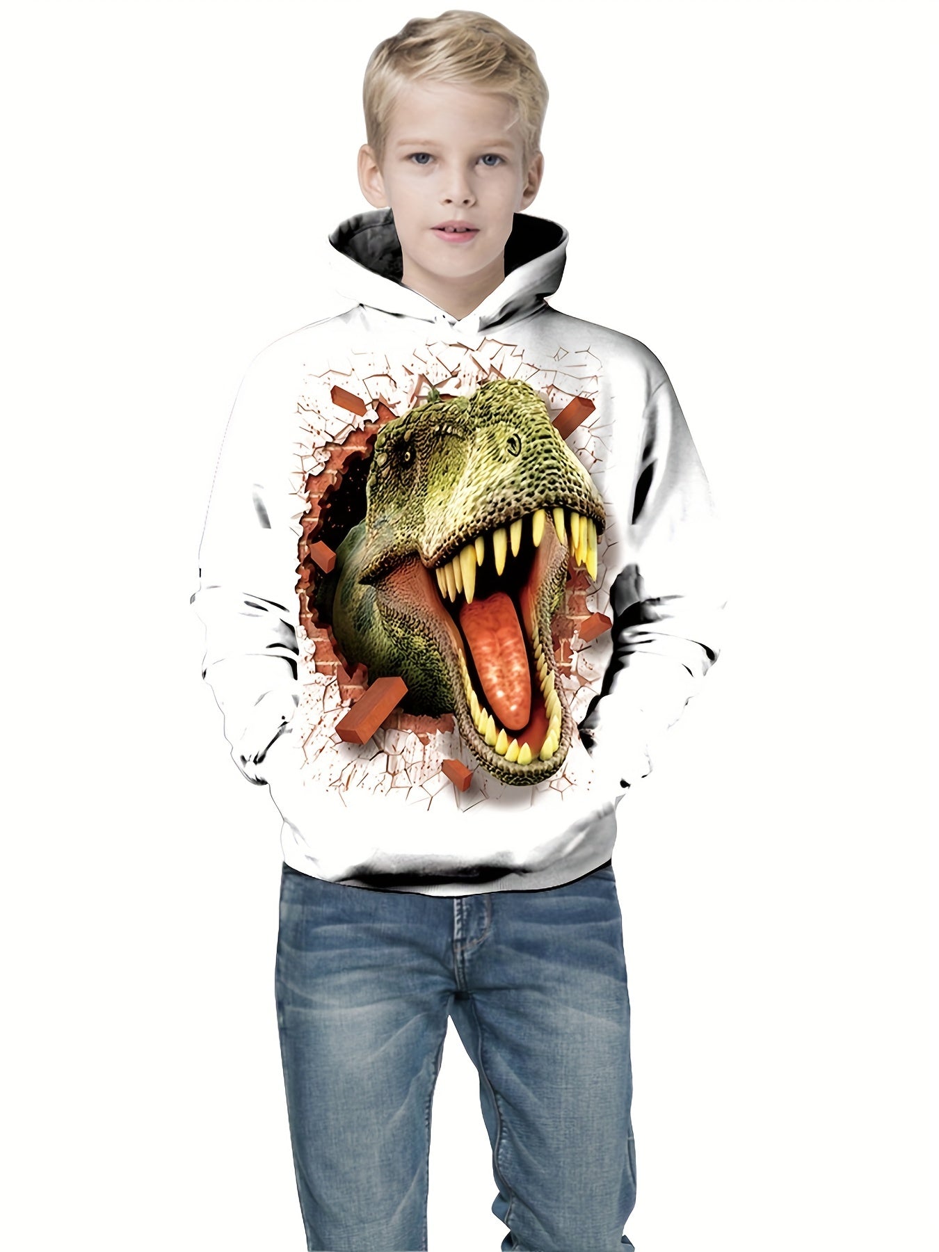 Scary Dinosaur Boys Hooded Sweatshirt for Kids