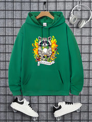 Raccoon Animals Print Hoodie Men's Casual Graphic Pullover Sweatshirt
