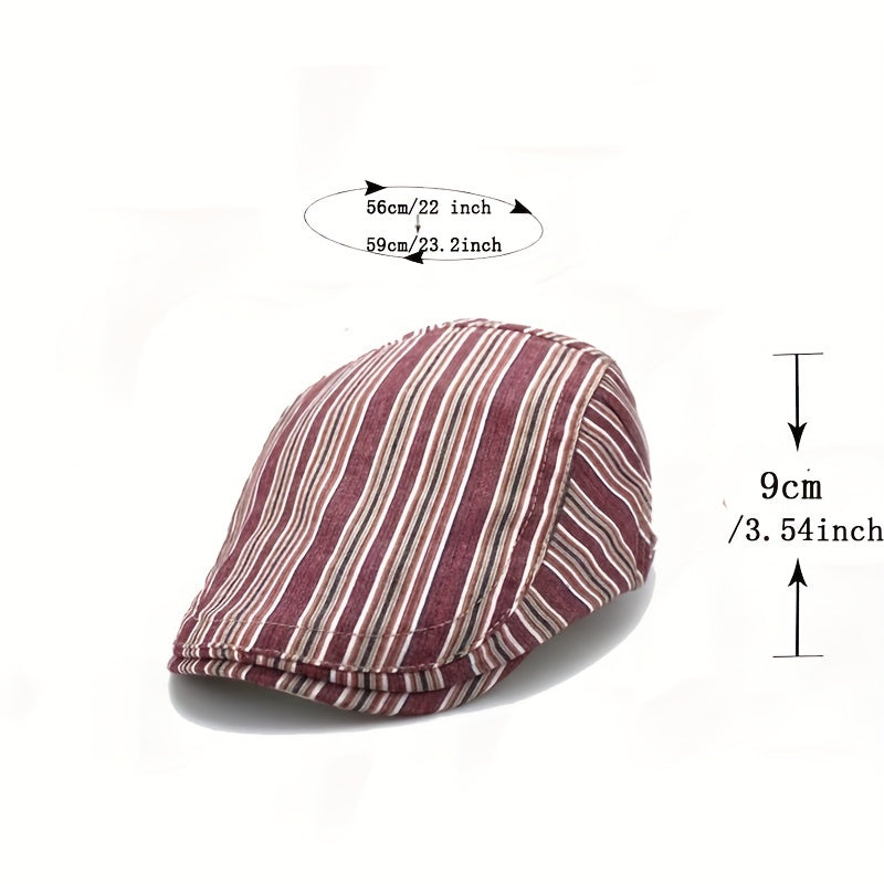 Men's Striped Thin Retro Forward Hat Peaked Cap