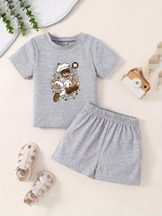 Cartoon Pattern Toddler T-shirt & Shorts Set