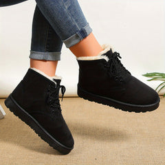 Women's Plush Inner Snow Boots Lace Up Winter Ankle Boots