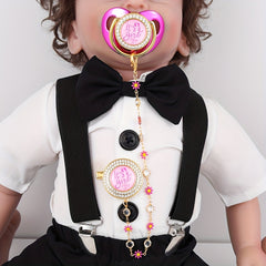 Pink Baby Pacifier with Chain Clip for Girls