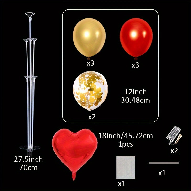 Table Flutter Balloon Holder Set with LED String Lights - Holds 7 Balloons