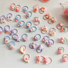 40pcs Cartoon Bow Flower Mini Hair Ties for Girls