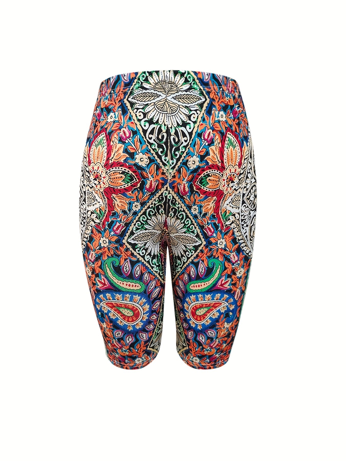 Paisley Print Wide Leg Shorts Elastic Waist Casual Women's Clothing