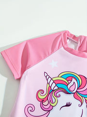 Rainbow Pony Swimsuit Short Sleeve Swimwear