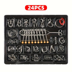 Set Of 24 Golden Puzzle Rings Nine ring Set Educational And Puzzle solving Toy