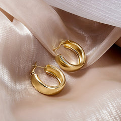 Golden Minimalist Hoop Earrings 18K Plated Jewelry