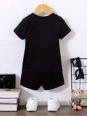 Colorful FUTURE Print 2pcs T shirt & Shorts Set Kids Clothes For Summer