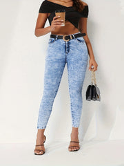 Tie Dye Button Fly Skinny Jeans