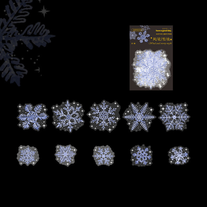 Snowflake Stickers 20 Sheets Matte Glitter Embellishments