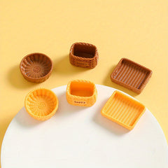3D Mini Bread Basket Resin Tray for DIY Crafts Games Ornaments